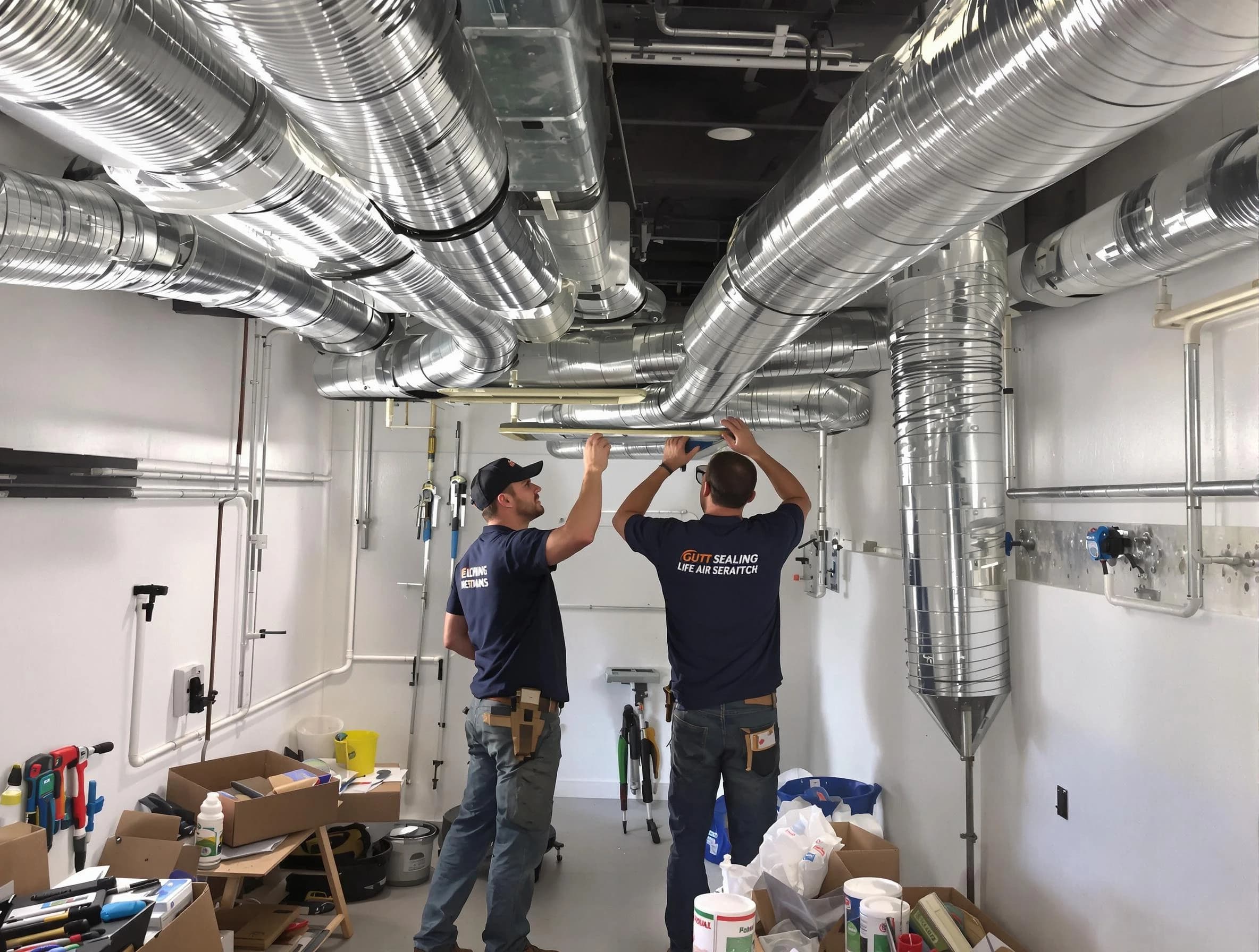 Andover Air Duct Cleaning technician applying professional duct sealing solutions in Andover