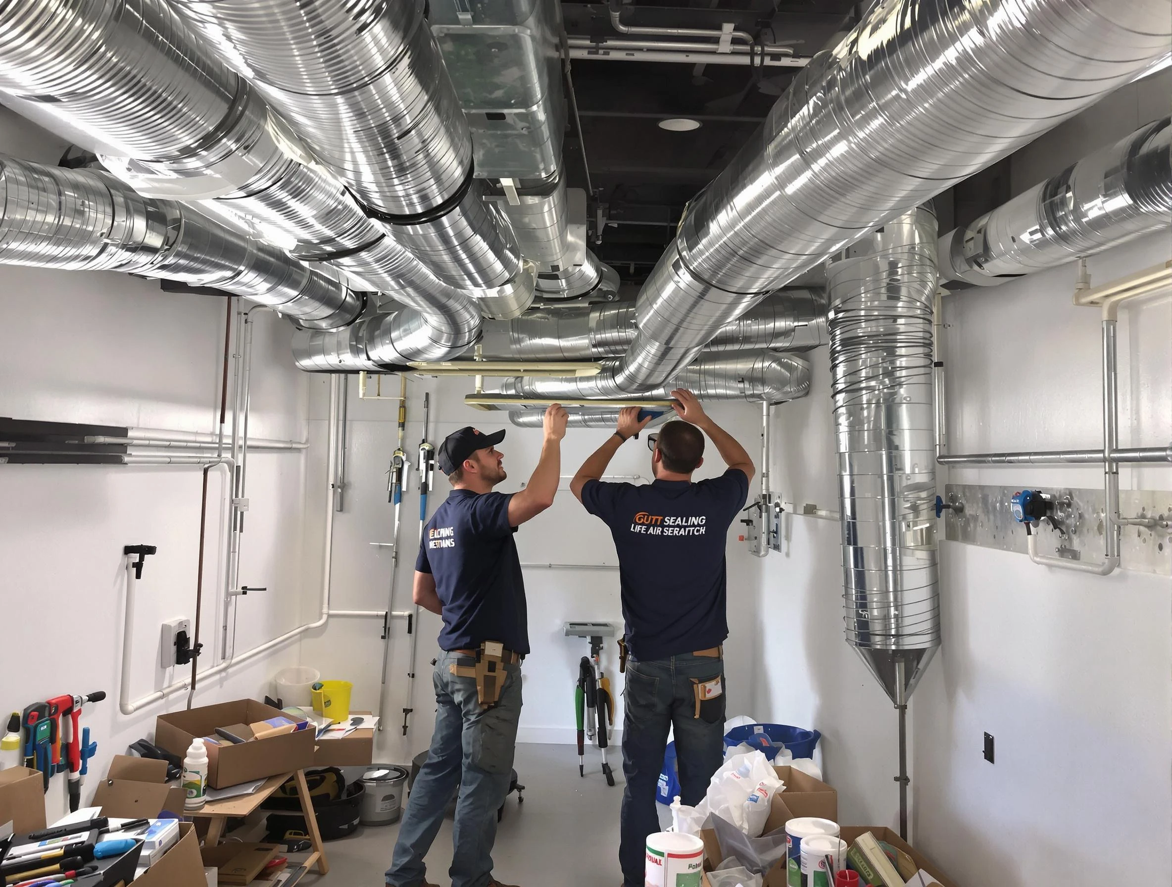 Andover Air Duct Cleaning technician applying professional duct sealing solutions in Andover